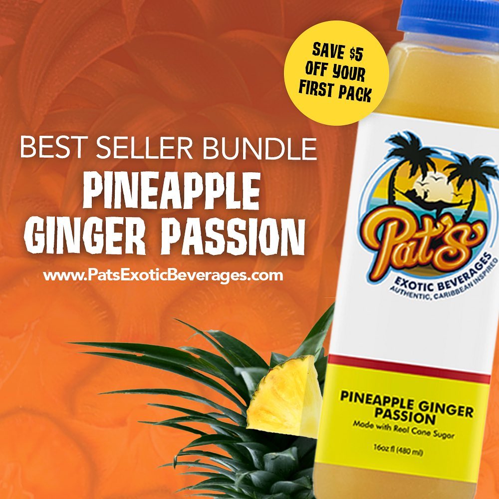 Savor the distinctive taste of Pat's Exotic Pineapple Ginger Passion mocktail! 🍍🍹 Enhance your drinking experience with this one-of-a-kind combination. Whip one up today and relish the vibrant flavors! 🌞 #ExoticMocktailOrder online at ⬇️ bit.ly/47l263p