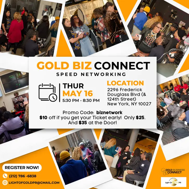 🌟 Ready for some serious networking? Join us at the Gold Biz Connect Speed Networking Event! 💼 Use code 'biznetwork' for $10 off until April 12th! Plus, NYWCC members and entrepreneurs get 15% off with code 'NYCWOMENSC15'! RSVP now: bit.ly/goldbiz_network 25s