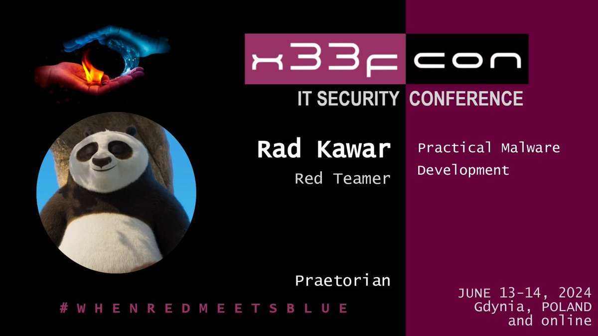 Looking forward to teaching y'all some stuff on malware and EDRs at @x33fcon next month. The workshop abstract can be found at x33fcon.com/#!w/RadKawar.md