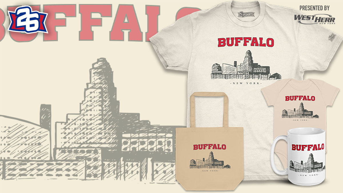 Our favorite city ❤️ NEW Limited Edition 'Postcard' design is now available! Check out the full collection and help support a local man in need with your purchase. Presented by @WestHerr: 26yw.co/postcard #Buffalo