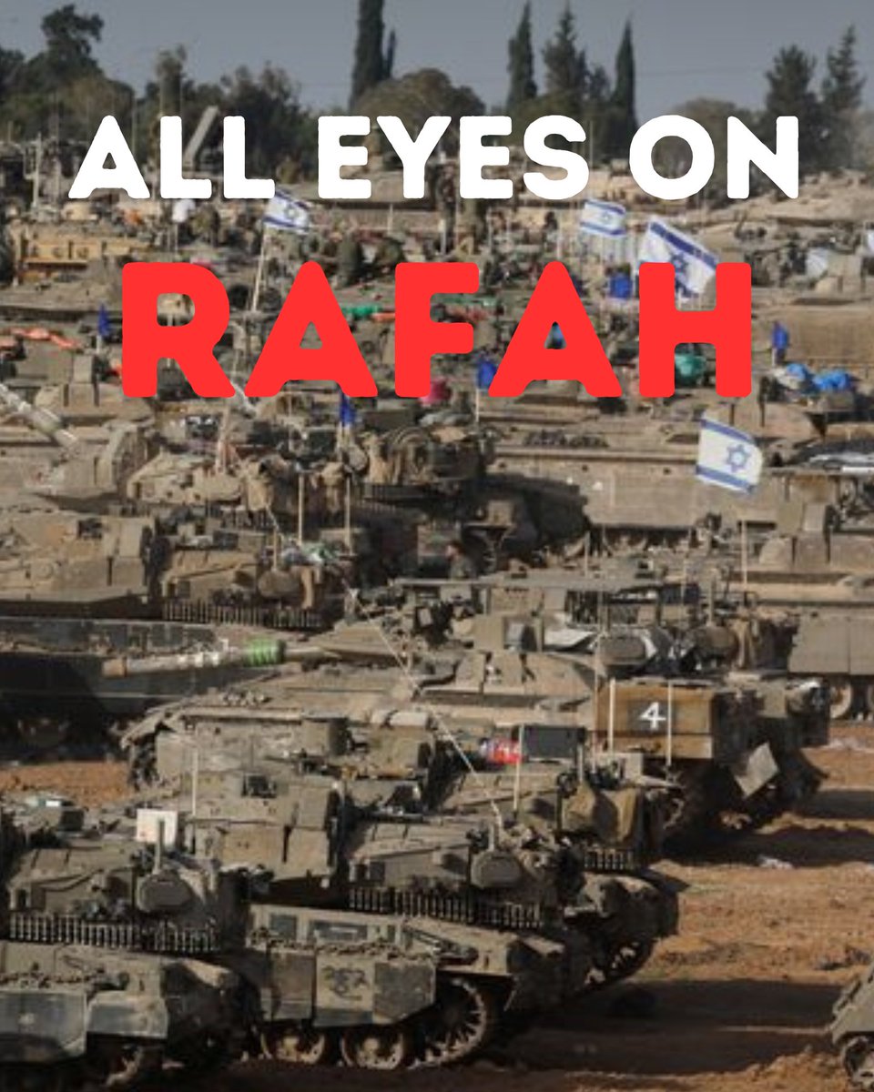 jvplive's tweet image. All Eyes on Rafah.

Israeli tanks are opening fire on Palestinian in Rafah, and the Israeli military has sealed off all crossings into Gaza. Palestinians are completely cut off from aid or fuel. Over 600,000 children in Rafah are at risk of starvation. Drinking water could run…
