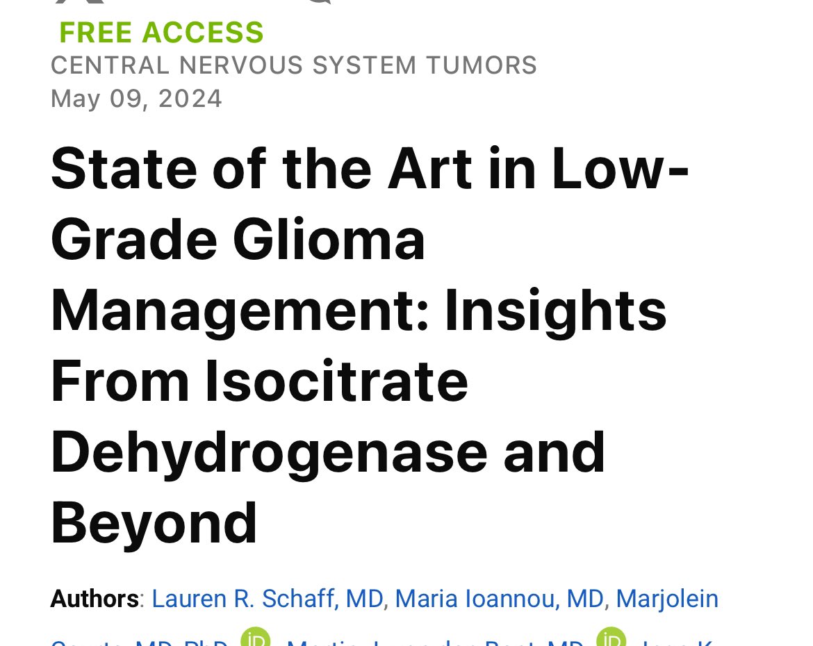 📘Low-Grade Glioma Management
@ASCO Educational Book

✅IDH1/2 and BRAF are frequently altered, should be tested in all patients
✅IDH inhibitor therapy may be considered  in patients  who have not received radiation or chemotherapy 
✅BRAF inhibitor therapy is an appropriate…