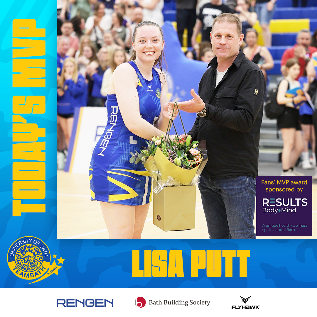 Your pick as Team Bath Fans’ Most Valuable Player – sponsored by @results_bodymind – is Lisa Putt 🎉

She was presented with her prize & a bouquet, supplied by @flowers.of.bath, by Iestyn Lewis, CEO of Rengen Developments - one of our valued @TeamBath Partners 💐

#BlueAndGold