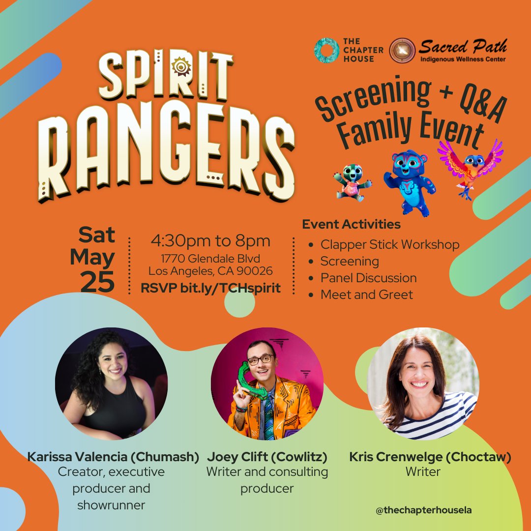 chapterhousela's tweet image. 🔗This is a free event, but space, patches and books are limited. RSVP at bit.ly/TCHspirit.

#TCH #TheChapterHouse #TheChapterHouseLA #EchoPark #TongvaTerritory #IndigenousNonprofit #NativeNonprofit #SpiritRangers #JuniorRangers #SpiritRangersPanel #IndigenousYouth