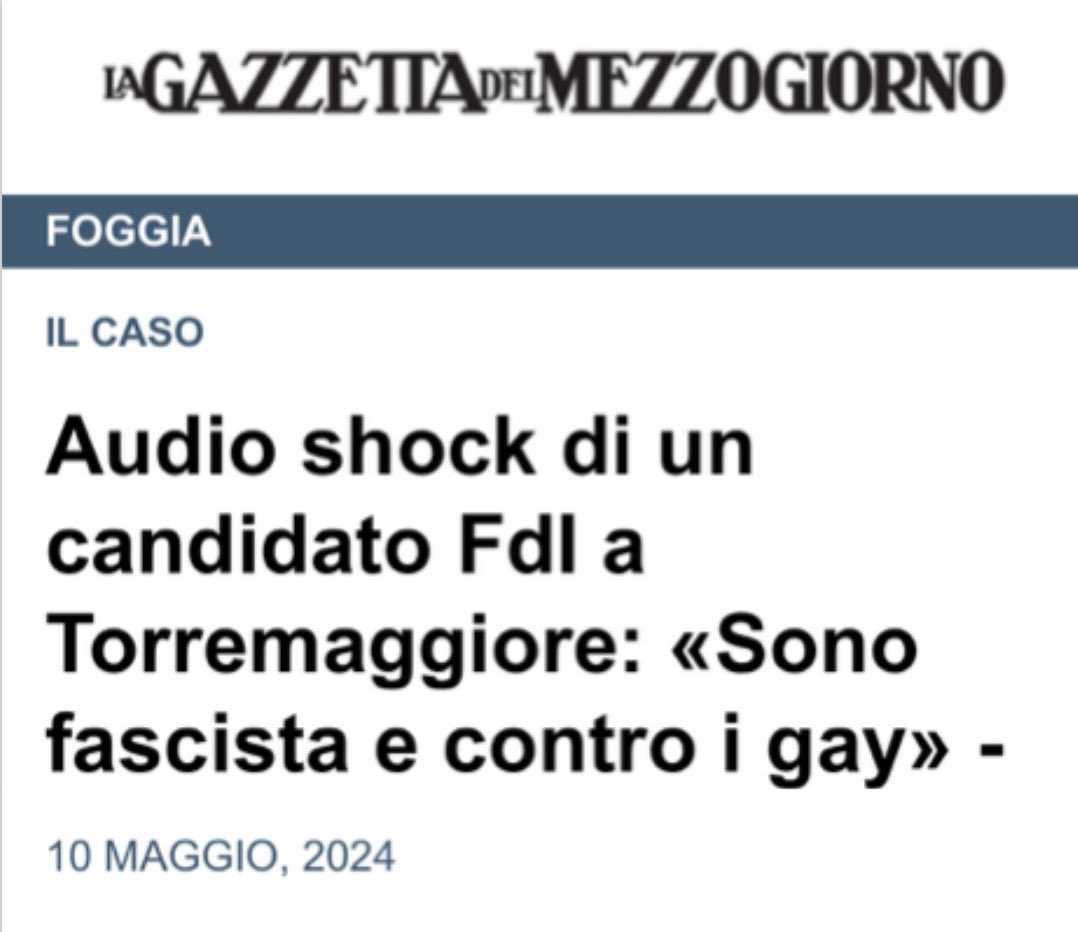 Un candidato di Fratelli d’Italia fascista e omofobo. Dove sarebbe lo shock?