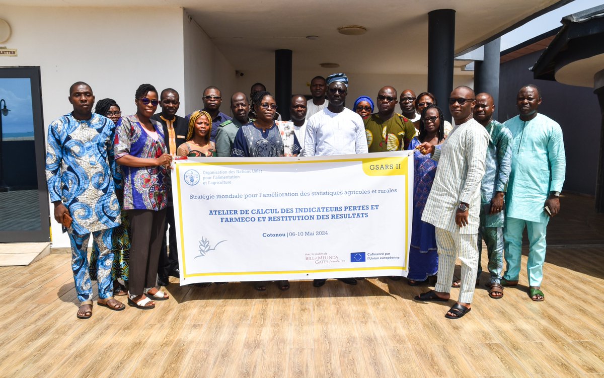 FAOBenin's tweet photo. 🎬🔚Clôture de l'atelier de formation et de restitution #GSARS réussi au Bénin 🇧🇯 ! Les participants désormais outillés pour améliorer les statistiques agricoles.
Merci à tous les participants !
#DSA @gouv_Benin
#GSARSII
@FAOstatistics, @FAO, @gatesfoundation et @EU_Commission https://t.co/E753pkEpY5
