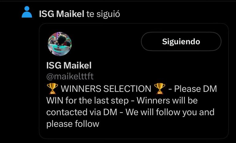 Hola gente, hay un muchacho que se está creando cuentas de gente que está sorteando yones, te dirá que ganaste y mandará un link, porfavor no responder absolutamente nada, si pueden reportar agradecería. <a href="/maikelttft/">ISG Maikel</a>