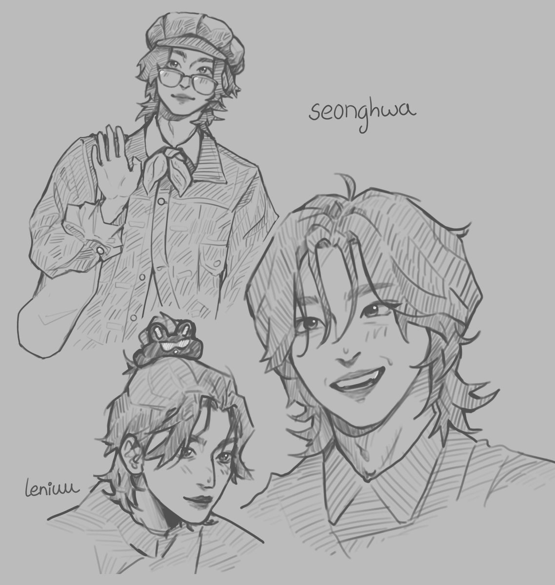LenLeniuu's tweet photo. ATZ sketches ᝰ.ᐟ 

#ATEEZ #fanart #SAN #MINGI #SEONGHWA https://t.co/iYVjrWTYGP
