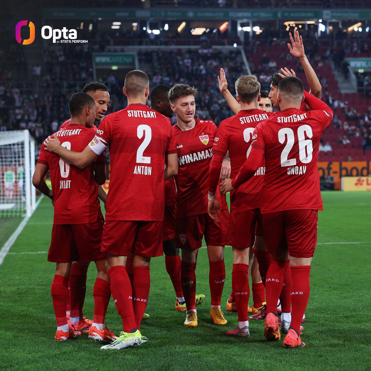 22 - VfB Stuttgart have won their 22nd match in the Bundesliga this season, setting a new club record - never before did they manage to win this many matches in one season in the competition. Soaring. #FCAVfB