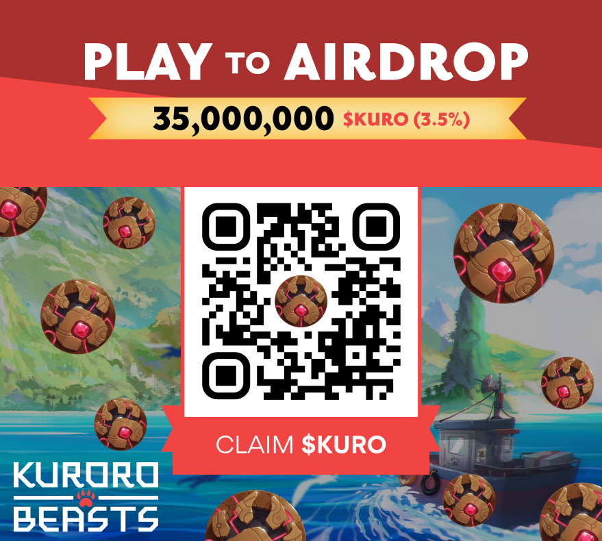 I just got 1649.59 $KURO from the #KuroroBeasts Play to Airdrop! Use the QR code to claim yours