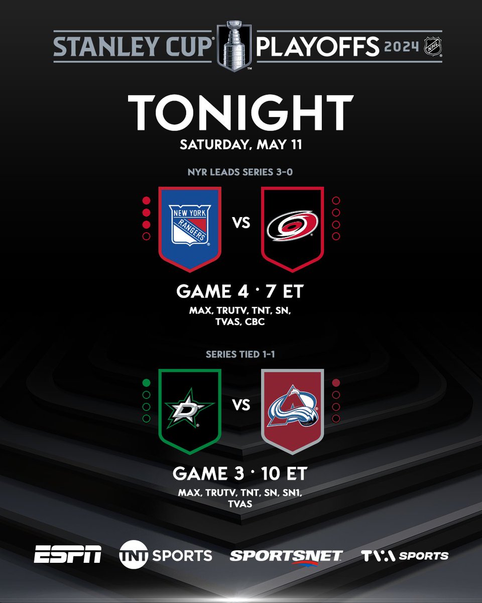 The @Canes will look to fend off elimination against the undefeated @NYRangers while the @DallasStars and @Avalanche battle for a 2-1 lead as their series shifts to Colorado. #StanleyCup #NHLStats: media.nhl.com/public/news/18…