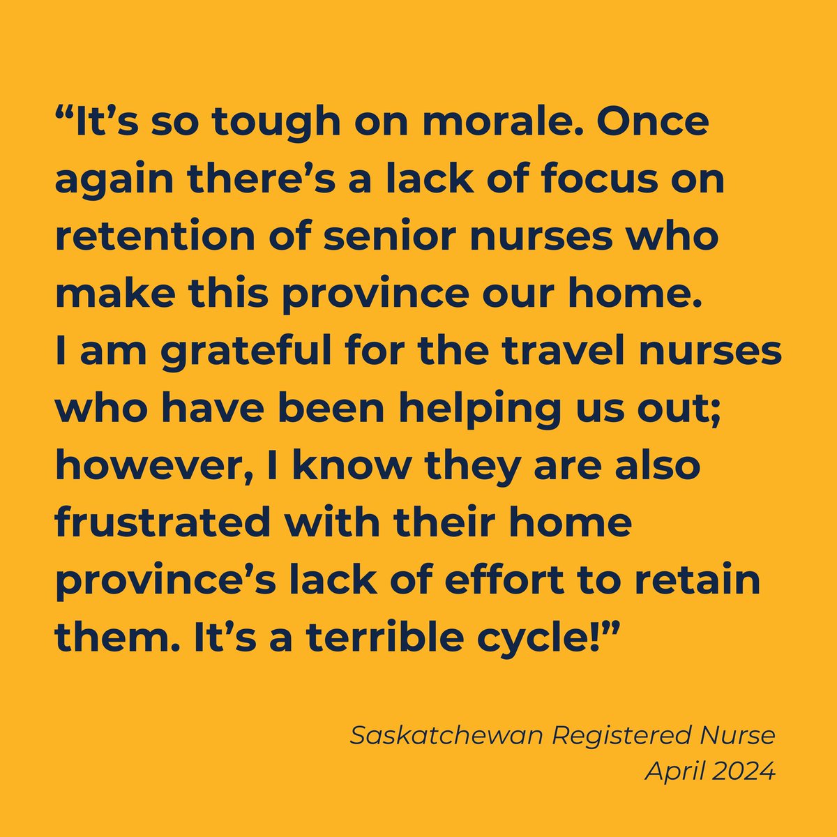 This comment is not a one-off. We hear similar all the time. $59 million in 2023 and on track for $70+ million in 2024. We should be investing in Saskatchewan’s nurses and sustainable, homegrown solutions to staffing shortages. #skpoli