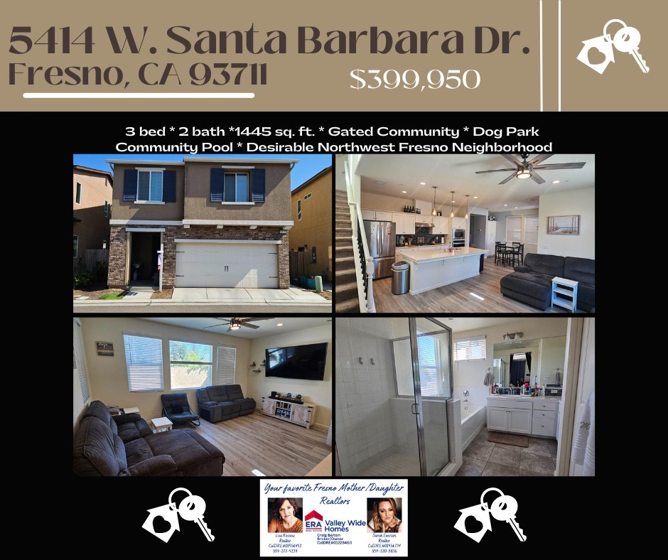 Lisa_Sarah_RE's tweet photo. 📷 Gorgeous listing available! 📷
📷 5414 W Santa Barbara Dr, Fresno, CA 93722
📷 3 beds
📷 2.75 baths
📷1680 sq ft
📷 build 2021
📷 $399,950
📷 Don't miss out - DM/call for details! 📷 #realestateagent #realtor ❣️🏡 https://t.co/IamdQdPLcj