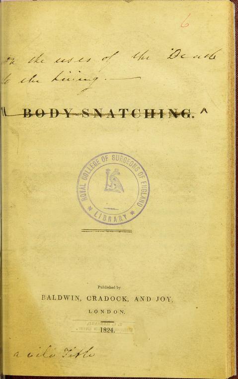 Today’s Find: “Body-Snatching” published anonymously in 1824. Written by Southwood Smith & William Mackenzie tinyurl.com/48fuc4f6 #histmed