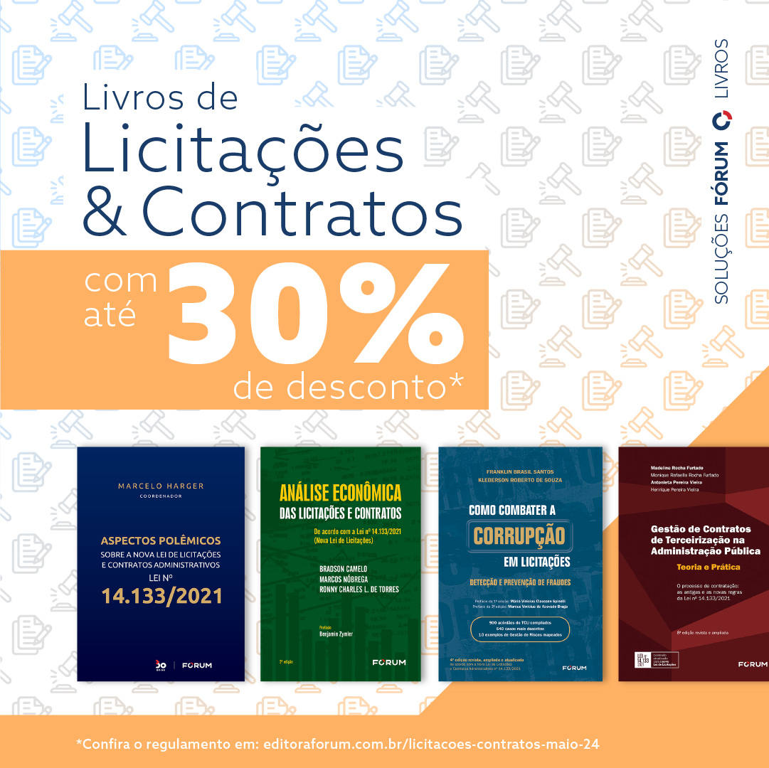 Os principais livros de #licitações e contratos com até 30% OFF! Adquira obras de grandes autores da área e tenha uma fonte confiável de consulta para garantir mais segurança e assertividade ao licitar. Acesse loja.editoraforum.com.br/lei-no-14-133-… e confira!