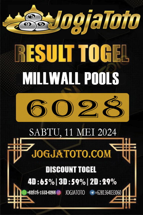 RESULT TOGEL 11 MEI 2024 JOGJATOTO.

⭐️MILLWALL POOLS ⭐️
⭐️6028⭐️

DI COBA HOKI NYA BERSAMA JOGJATOTO Link :https:/linkr.bio/jogjatotologin

#JOGJATOTO #resulttogel #togelonline #hasilresultjogjatoto #togelonline #RESULTTOGEL #angkatogel #TOTOMACAUSEASON3