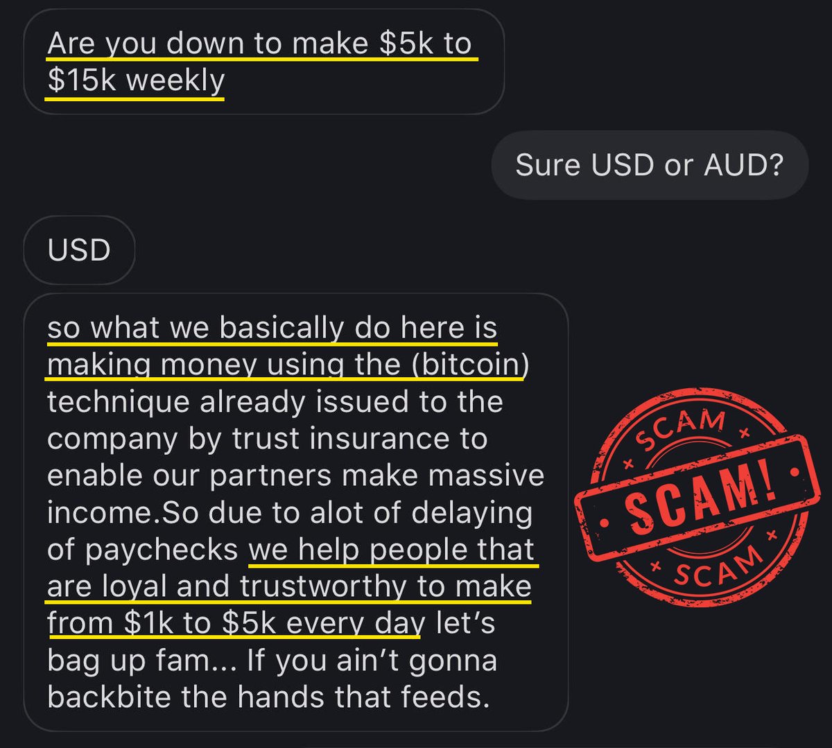 Get rich quick schemes are almost guaranteed to be scams. Don’t let greed get the better of you, as you are more likely to lose money than make some quick cash. #scam #fraud #moneyflipping #bitcoin