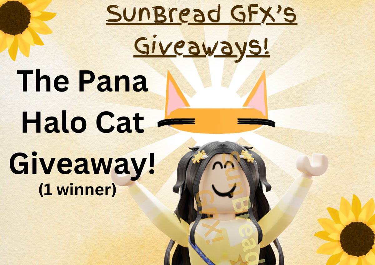 ☀SunBread's Giveaways☀ 1 The Pana Halo Cat item! HOW TO JOIN: Follow @YoulocalSunsimp @ELGATOSOVI95084 Join this group:roblox.com/groups/1726069…… Follow this user:roblox.com/users/24732639……Comment! PROVIDE PROOF OF FOLLOWING ROBLOX USER AND JOINING GROUP! ENDS IN 4 DAYS