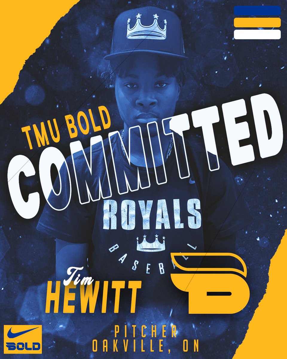 TMU Baseball (@tmuboldbsb) on Twitter photo We are excited to announce our first recruit for the upcoming season. Tim Hewitt comes to us from <a href="/OntarioRoyals/">Ontario Royals Baseball</a> and we’re excited to see him in the blue and gold.
Welcome to the family Tim!
#committed2024 #TMUBaseball We are excited to announce our first recruit for the upcoming season. Tim Hewitt comes to us from <a href="/OntarioRoyals/">Ontario Royals Baseball</a> and we’re excited to see him in the blue and gold.
Welcome to the family Tim!
#committed2024 #TMUBaseball