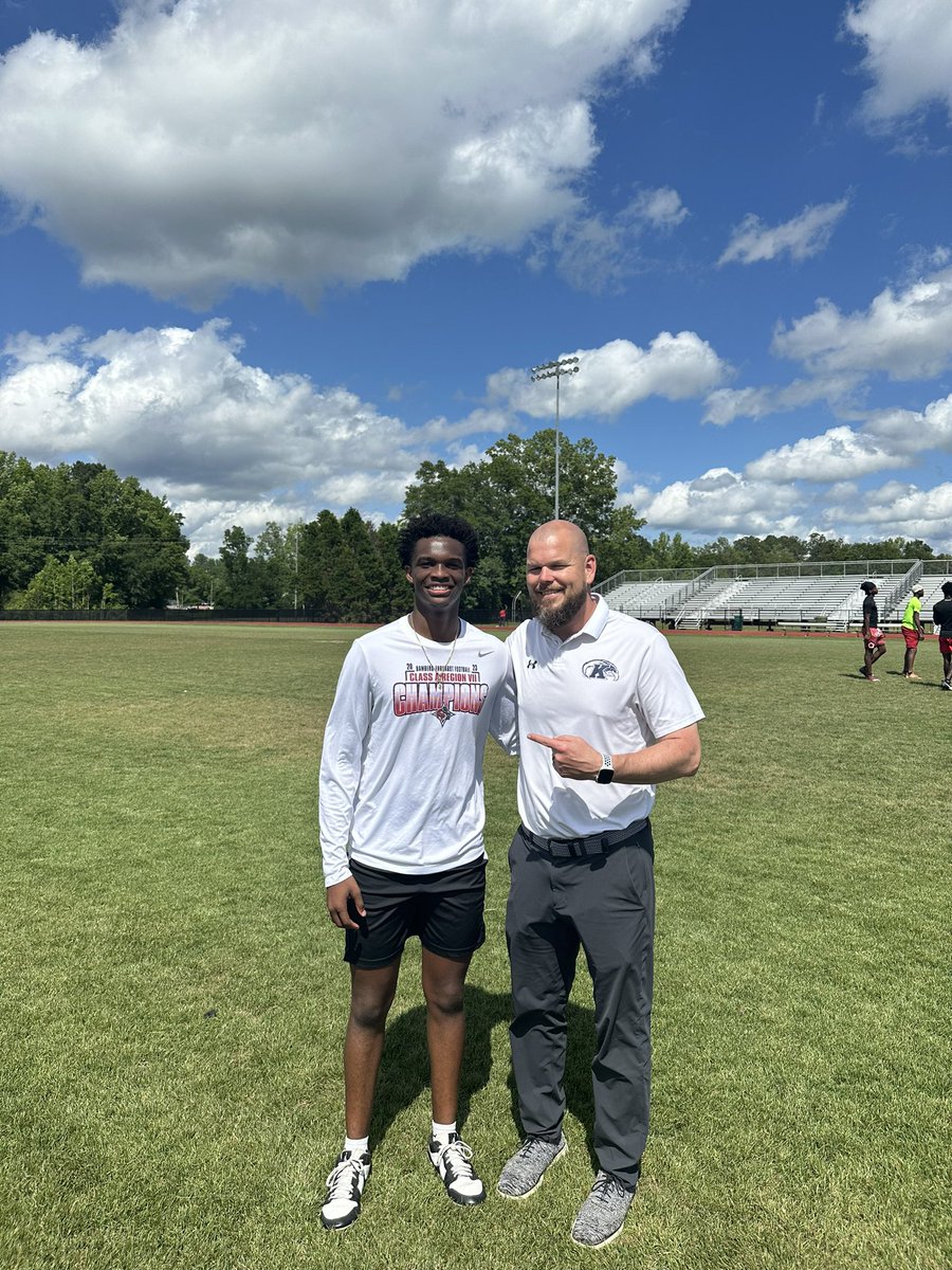I want to give @coachmacarney a big thank you/shout out for coming to Bamberg to watch me in my element today! I had great throwing session and I can’t wait to get back to @KentStFootball! Thank you to my receivers @Anthonycw15 @MarcusC88! @CrosbyCoach @qbcoachrr17