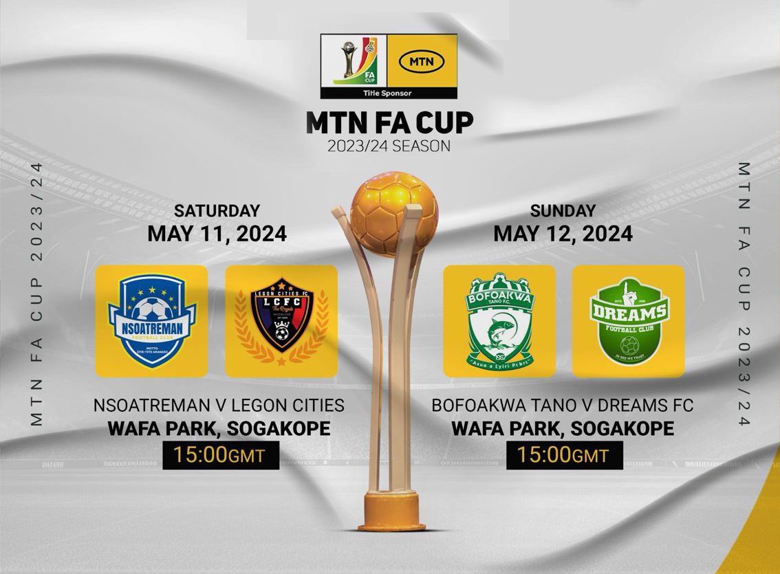 Paa Kwesi Fabin’s Legon Cities have scored 10 goals inthe @MTNFACupGH this season. Can the Royals continue their fine form in front of goal against Nsoatreman tomorrow? #MTNFACup Rnd 64: 3-0 (Accra Lions) Rnd 32: 4-0 (Kof. Suhyen SC) Rnd 16: 2-1 (Nania FC) Qtrs: 1-0 (Bechem)
