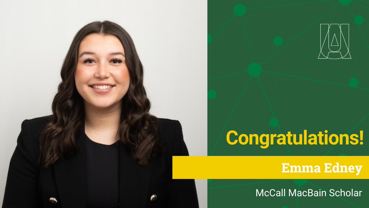 #UAlberta criminology student Emma Edney (BA ’24) is one of 20 Canadians who will join the fourth cohort of McCall MacBain Scholars at McGill University! The scholarships enable students to pursue a fully funded master’s or professional degree. Learn more: bit.ly/4avx2zv