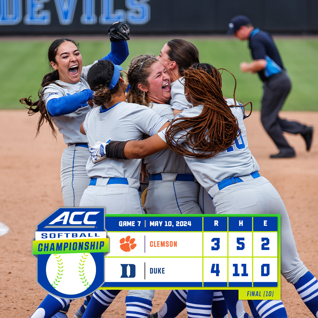 DUKE DOES IT 😈 @DukeSOFTBALL gets it done in extras to advance to the ACC CHAMPIONSHIP GAME! #AccomplishGreatness | 🏆