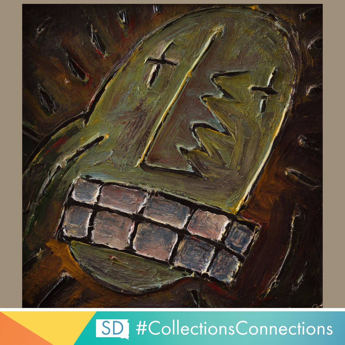 Tim Steele, Professor Emeritus of Graphic Design and former Director of The School of Design at SDSU, found inspiration in house painting. In his art, Steele explores paint and construction to create personal narratives. #CollectionsConnections #stateofcreate
