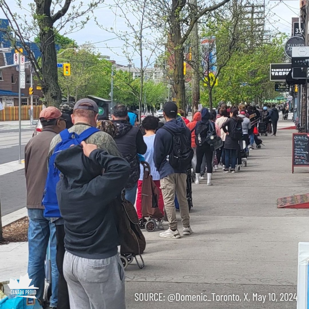 #REPORT: This was the line-up for a food bank in Chrystia Freeland's riding on Friday morning.