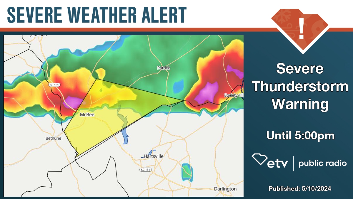 Severe Thunderstorm Warning for Chesterfield County until 5:00pm. Details at bit.ly/427ZNyo #SCWX