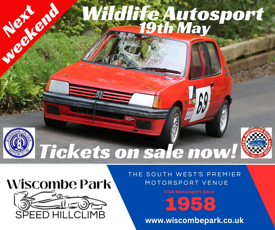 Next Sunday we have the Wildlife Autosport event organised by Burnham-on-Sea and Taunton Motor Clubs. Discounted tickets - £11 - are available from our web site wiscombepark.co.uk/events
#wiscombepark #wiscombehillclimb #speedevent #speedhillclimb #hillclimb #motorsport