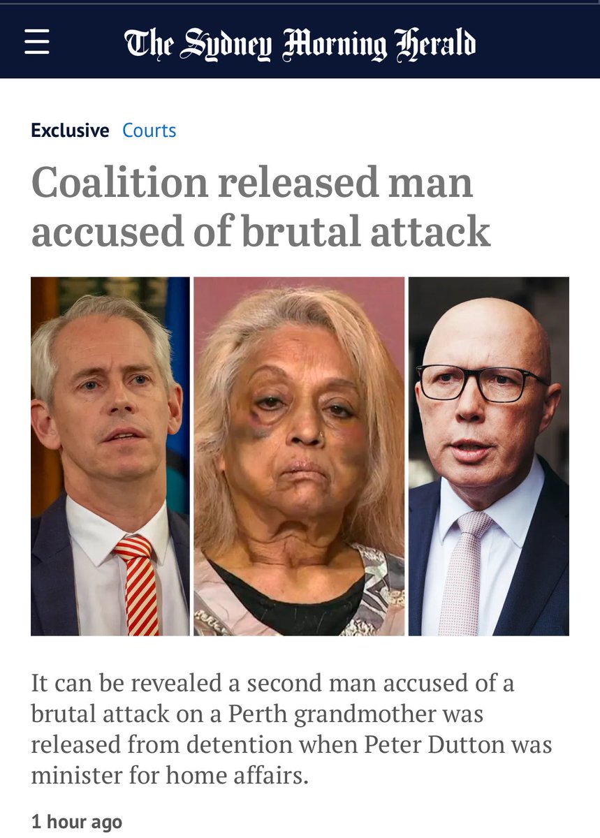 Never forget the mainstream media are desperate for Labor to remain in power Here they are blaming Dutton (again, again) when we all know Labor has released hundreds of sex offenders and murderers in to the community, often unmonitored