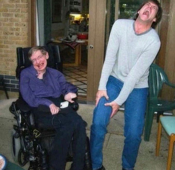 Jim Carrey and Stephen Hawking meet for the first time.