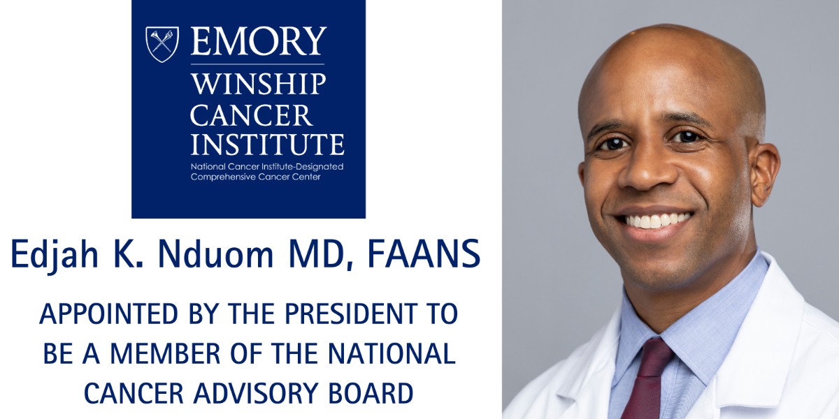 President Joe Biden announced his intent to appoint Winship neurosurgical oncologist Edjah K. Nduom MD, FAANS, to be a member of the National Cancer Advisory Board, guiding the national cancer research program and support the Cancer Moonshot initiative. ➡️brnw.ch/21wJFEr