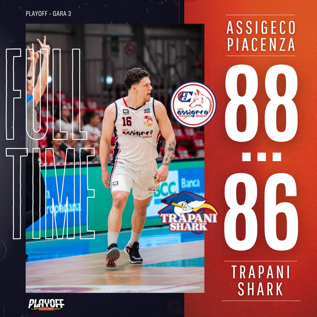 🔴𝙁𝙐𝙇𝙇 𝙏𝙄𝙈𝙀🔴
UCC Assigeco Piacenza 𝟴𝟴 | 𝟴𝟲 Trapani Shark

UN ASSIGECO CLAMOROSAAAAAAAA 🤯🤯🤯😮😮🤍❤️💙

#SerieA2OldWildWest #LNP #LaNostraPassione <a href="/LNPSOCIAL/">Lega Nazionale Pall</a>