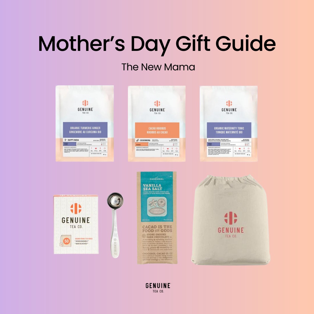 Celebrate the wonderful moms in your life with our curated Mother's Day Bundles. 🌷 The Mama's Tea Bundle & New Mama Bundle both feature delicious organic teas, scoops, infusers, and chocolate treats. Share the love! 🌟 #MothersDayGiftGuide #GenuineTea #OrganicTea