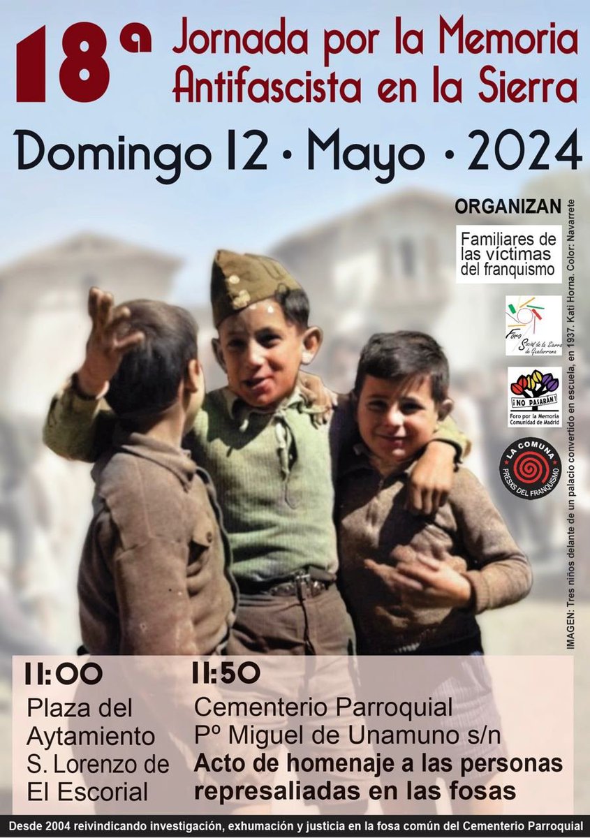 Domingo 12 de mayo: jornada de memoria antifascista en El Escorial.