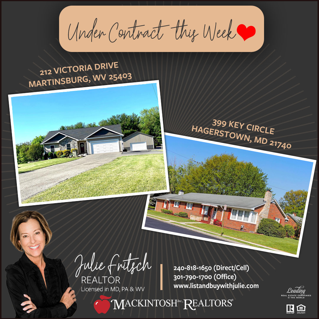 Two gorgeous homes UNDER CONTRACT this week! 🎉Congratulations🎉 to my very excited clients! #undercontract #martinsburgwv #hagerstownmd #sellingthetristate #sellinghomes #buyersagent #listingagent #springhousingmarket #hotmarket #happyclients #realtor