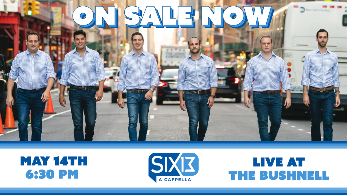 JewishHartford's tweet photo. Don't miss our Yom Ha’atzmaut celebration w/ Six13 at The Bushnell on Tues! Six13 is a groundbreaking, six-man a cappella vocal band bringing an unprecedented style &amp; energy to Jewish music, w/ nothing but the human voice. 
Tix here: https://t.co/X2L9QblsFZ
#six13 #yomhaatzmaut https://t.co/BzaEGvw3Ys