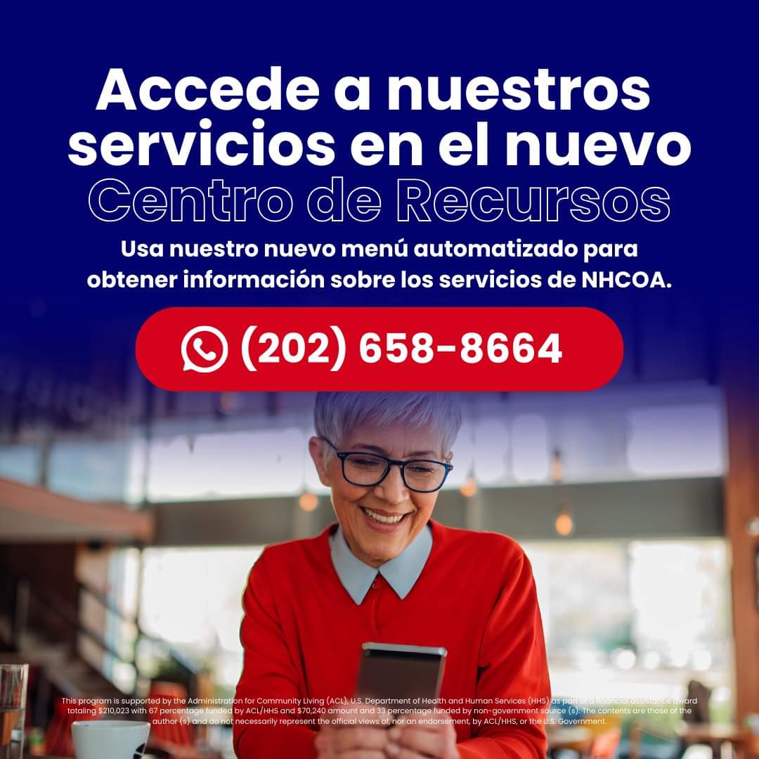 ¡El Centro de Recursos de NHCOA está aquí para apoyar a la adultos mayores hispanos, a sus familias y cuidadores! 🎉 Explora nuestro menú automatizado para acceder fácilmente a todos los servicios y programas de NHCOA para atender tus necesidades. ℹ️ ¿Tienes curiosidad de…