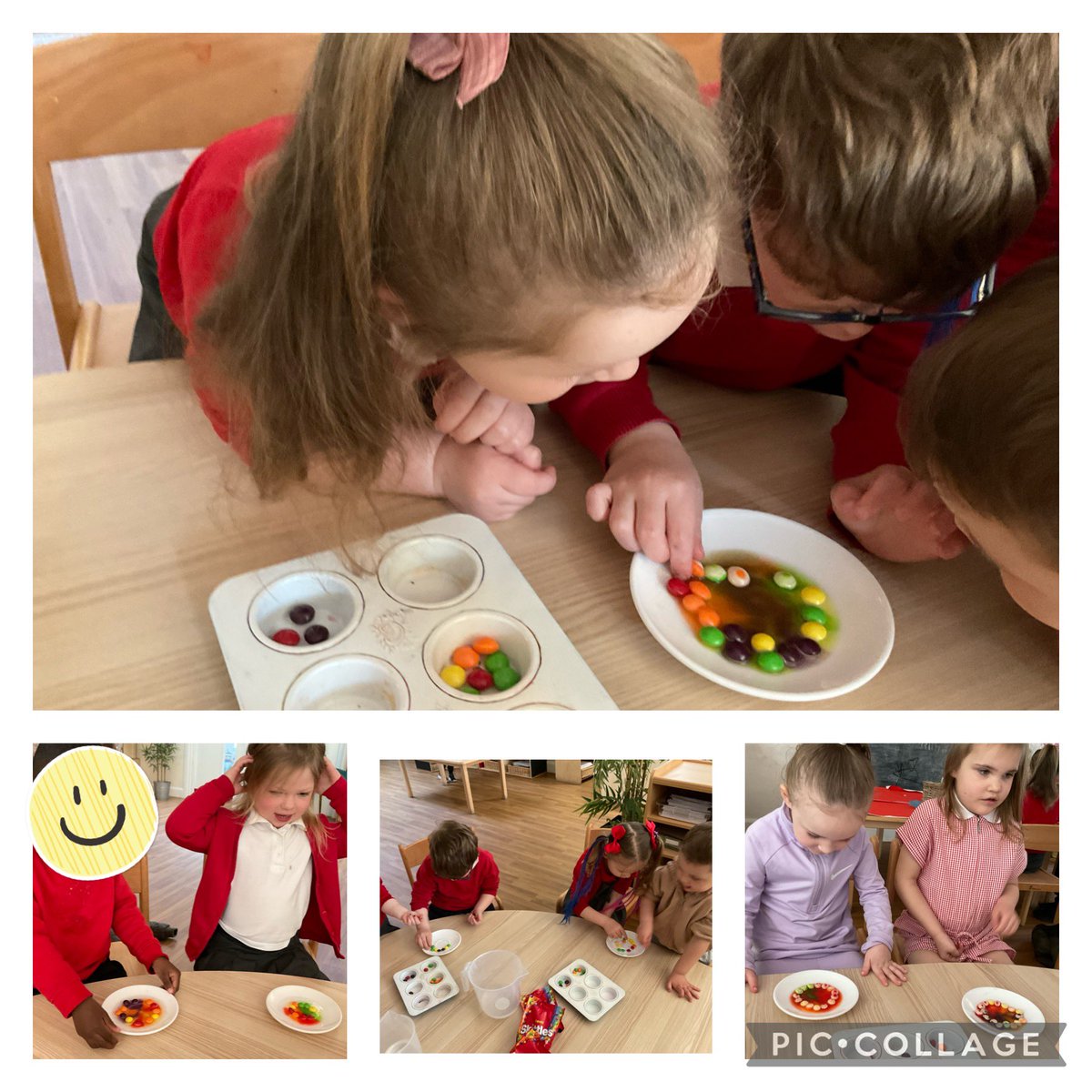 While learning all about Mr Enfys and lliwiau, nursery pupils explored the effects of water on skittles and the colours they could see. Pupils showed great confidence naming the colours in Welsh and describing what was happening. @EAS_Cymraeg @NantYParcSchool