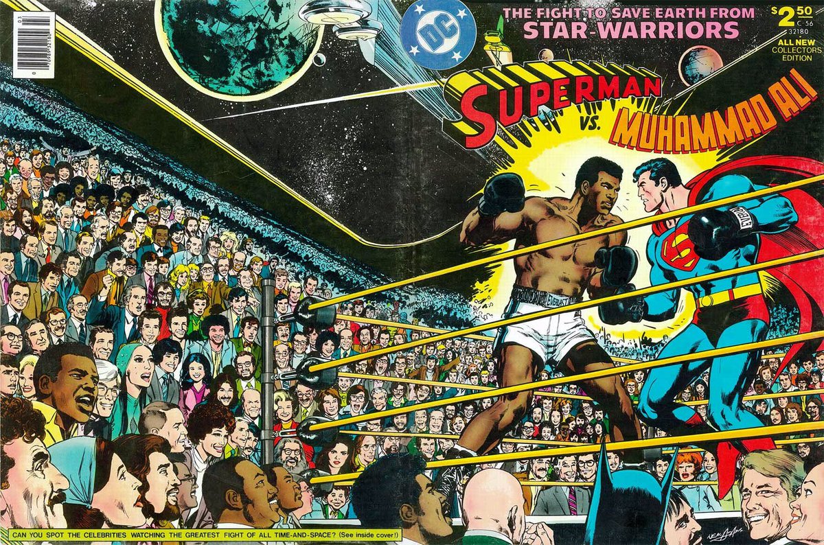 For any comics aficionados who are watching and wondered about the print behind @Scaramucci during our interview, he hired an artist to redraw the classic 1978 Superman vs Muhammad Ali cover with himself and other celebs in the crowd.