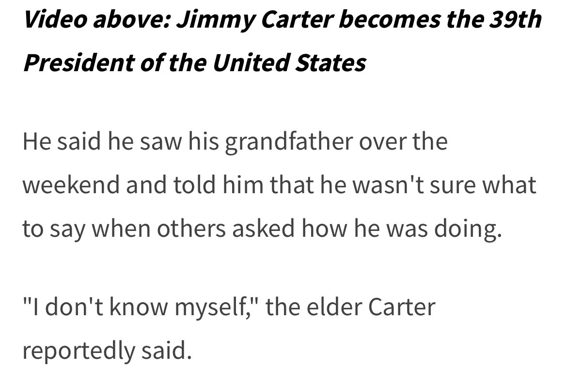 Hi this is Phil here (social media manager for the Official Tim Heidecker acct) - not to worry, you can get official status updates that former Pres Carter is doing just fine at 11pm each day right here on this account.