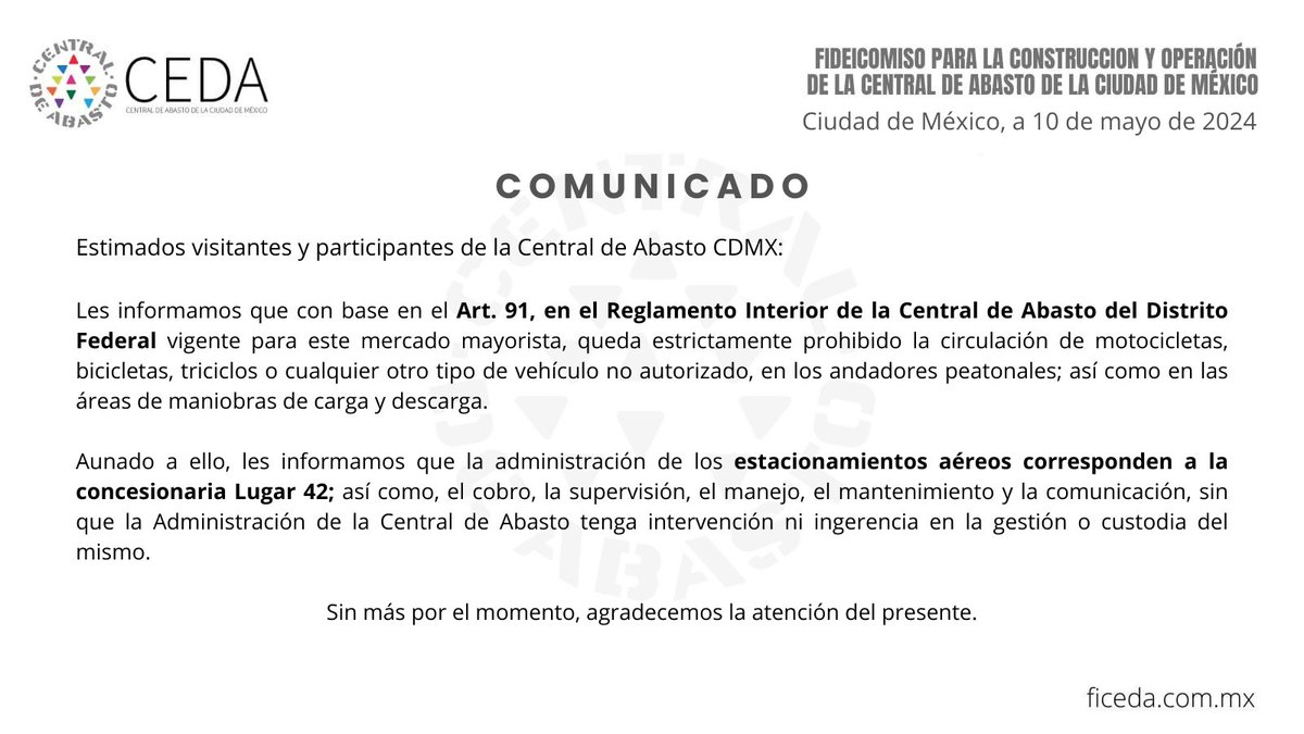 #COMUNICADO | Aspectos relacionados con los estacionamientos aéreos.