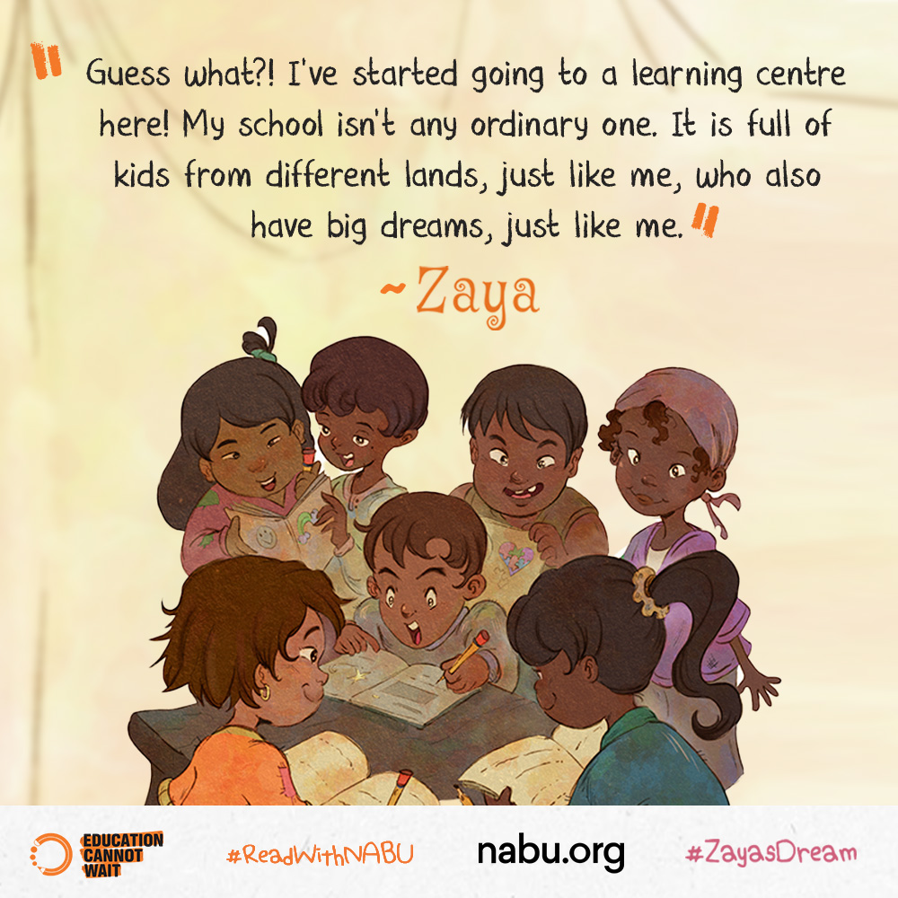 #ECW & @NABUorg launch children's book, #ZayasDream💫 “Guess what?! I’ve started going to a learning centre here! My school isn’t any ordinary one. It's full of kids from different lands, just like me, who also have big dreams, just like me.” ~Zaya 📖a.co/d/fXsXenM
