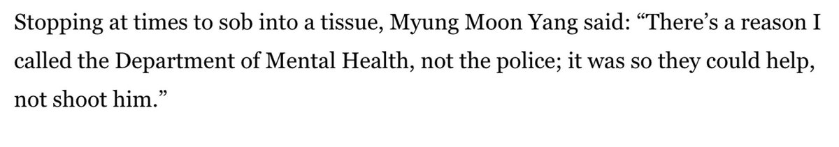 The mother intentionally called Department of Mental Health because she knew if she called LAPD, they would kill him (LAPD ended up killing the man in a mental health crisis) latimes.com/california/sto…