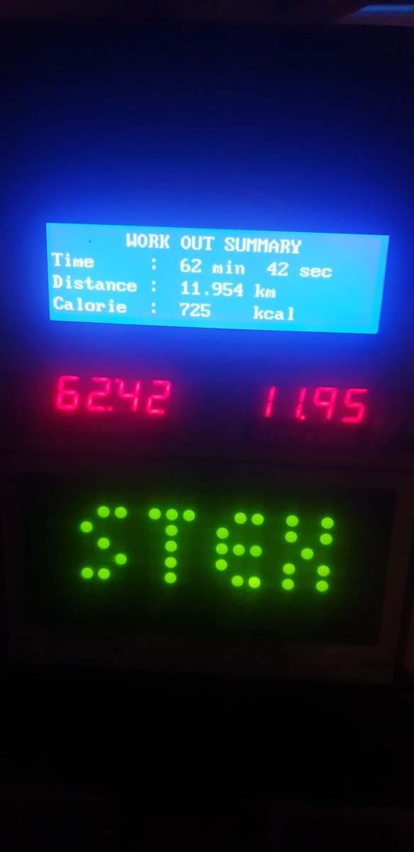 just finished my daily one hour and 3 minutes treadmill workout session and I burned off 725 calories and my distance is 11.954km #fitnessjourney #workoutgoals #NeverBackDown #NoMercy #NeverGiveUp