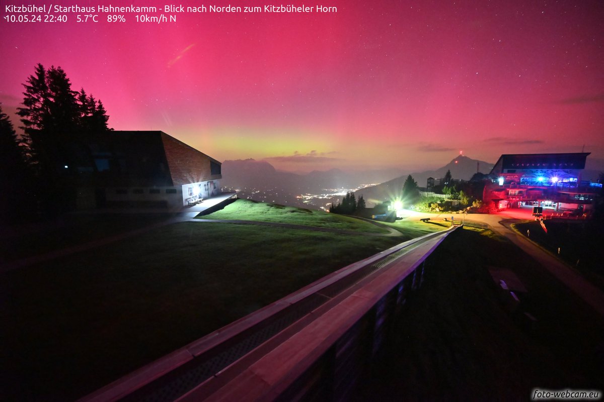 Aurora Borealis Purple, Red and Green from the Alps