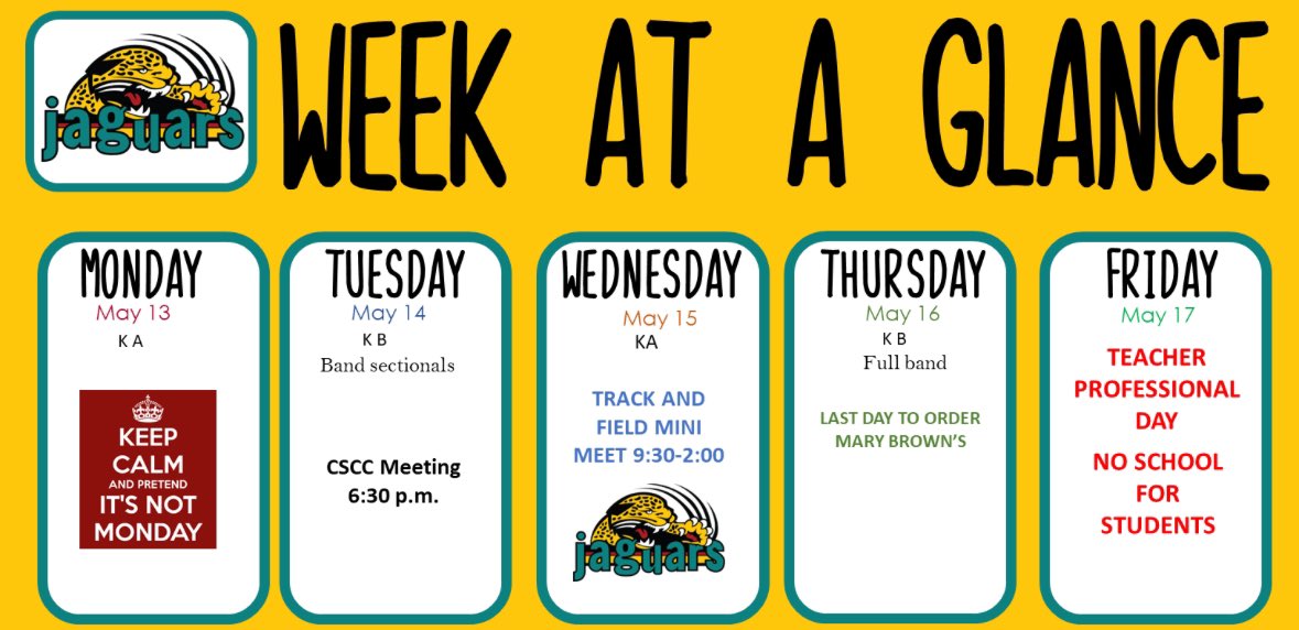 Week at a Glance May 13 - 17th