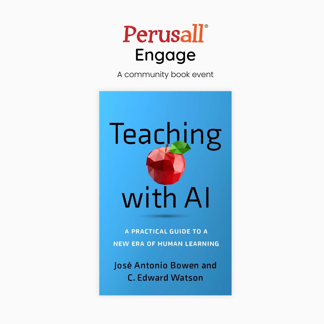Perusall (@perusall) on Twitter photo Virtual doors open for #Perusall Engage: #TeachingwithAI on Monday!
Read along with the authors <a href="/josebowen/">Jose Antonio Bowen</a> <a href="/eddiewatson/">Eddie Watson</a>, fellow educators, and thought leaders while discussing the opportunities and challenges presented by AI in education.
Join: hubs.li/Q02wR3xV0
<a href="/JHUPress/">Hopkins Press</a> Virtual doors open for #Perusall Engage: #TeachingwithAI on Monday!
Read along with the authors <a href="/josebowen/">Jose Antonio Bowen</a> <a href="/eddiewatson/">Eddie Watson</a>, fellow educators, and thought leaders while discussing the opportunities and challenges presented by AI in education.
Join: hubs.li/Q02wR3xV0
<a href="/JHUPress/">Hopkins Press</a>